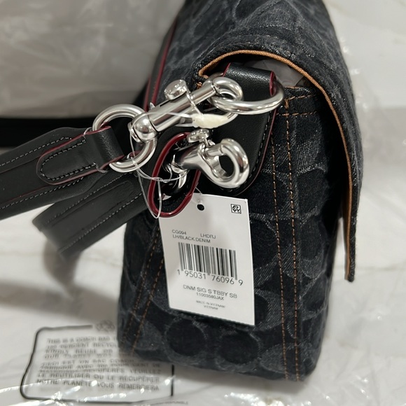 Coach Tabby Washed Denim Black Denim Signature Soft Small Shoulder Bag - Picture 14 of 14